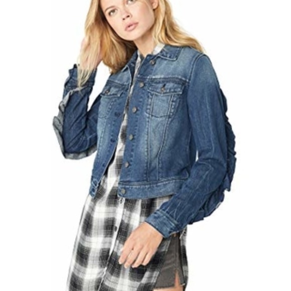 Jessica Simpson Peony Relaxed Denim Jacket ruffle - Picture 1 of 3